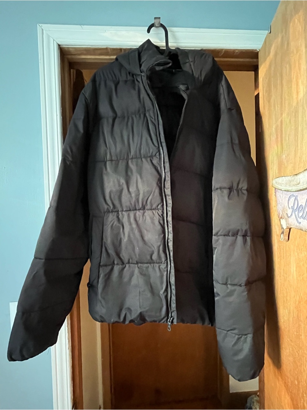 Men's Black Puffer Jacket with Hood - Classic Winter Coat
